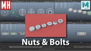 Maya 2020 tutorial : Modeling 3D Nuts & Bolts