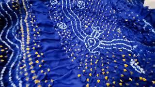 Blue Chandrakhani Bandhani Dupatta Pure GajiSilk @KalaBandhej | Hand Made India Kala Bandhej Bhuj