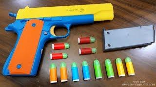 Realistic Toy Gun Size 1:1 Scale .45 ACP COLT - Smith Wesson Model Toy - Rubber Bullet Toy Pistol