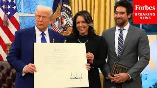 BREAKING NEWS: Tulsi Gabbard Sworn In As DNI By Pam Bondi At Oval Office Ceremony Alongside Trump