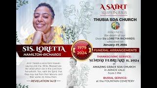 Thanksgiving Service for SIS. LORETTA HAMILTON - RICHARDS  11/2/24