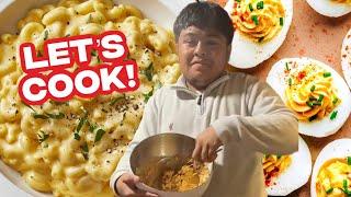 11/28 Benjy cooking homemade Mac & Cheese and deviled eggs!!