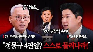 "정몽규 그만둬야…KFA 조직적 은폐" 유인촌과 진종오의 협공