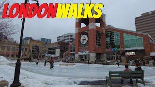 Winter walk through Downtown London Canada - London Ontario Walking Tour Jan 2022 [4K]