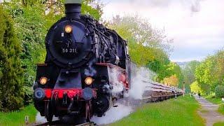 Awesome! Steam locomotive pulls heavy freight train in 2024!