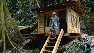 Full Video: 30 days build Log cabin in the forest. 300 days solo Bushcaft.