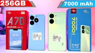 Itel A70 256 RAM  Itel P40+ 7000 mAh Battery  Unboxing & Comparison