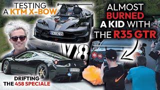 DRIFTING the FERRARI 458 SPECIALE - V8 SYMPHONY  - Nissan GT-R35 GOING CRAZY! - Testing a KTM XBOW