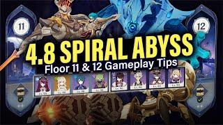 How to BEAT 4.8 SPIRAL ABYSS Floor 11 & 12: Guide & Tips w/ 4-Star Teams! | Genshin Impact 4.8