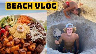 BEACH VLOG *dug a 5ft hole*