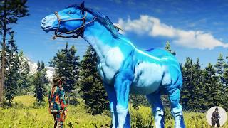 Arthur Morgan Tames a Massive and Powerful Blue & White Horse Near a Hidden Stream!