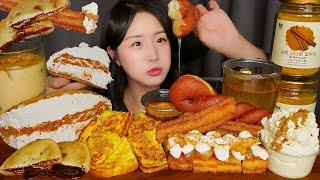 SWEET + FRAGRANT DESSERT CREAM-FILLED BREAD & WAFFLE ASMR EATING SOUNDS MUKBANG