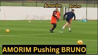 Ruben Amorim Teaching Bruno Fernandes New Role after he joined 2nd Man United training under Amorim