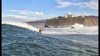 Gliding into Big Waves 10 foot Javelin inside Mavericks