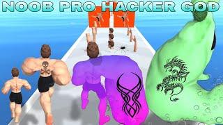 11 Minutes satisfying with gameplay  ️NOOB VS PRO VS HACKER VS GOD in Muscle Stack 2025