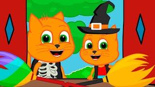 Cats Family in English - In the witch's cottage Cartoon for Kids