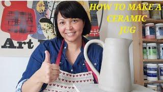 How to make a ceramic jug at home. Slab building technique  Pottery tutorial for beginners