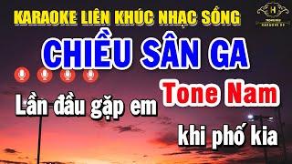 Karaoke Liên Khúc Nhạc Trữ Tình Tone Nam Dễ Hát | Liên Khúc Nhạc Sống - Chiều sân Ga