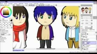 Ivy Speed Paints - Eren, Mikasa, Armin Color [Paint Tool Sai]