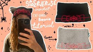 Spiderverse Crochet Cat ear beanie tutorial (beginner friendly) | miles and Gwen versions