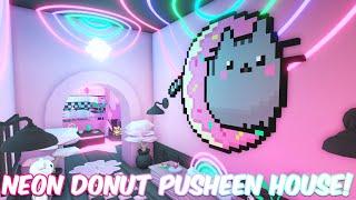 NEON DONUT PUSHEEN HOUSE in Adopt Me! (Adopt Me House Tour - Queenslander House) 