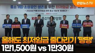 올해도 최저임금 줄다리기 '팽팽'…1만1,500원 vs 1만30원 / 연합뉴스TV (YonhapnewsTV)