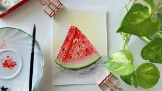 Watercolour Watermelon : Step by Step Tutorial for Beginners