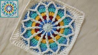 Colorful and Perfect Crochet "Stained Glass" Granny Square BEST FOR bags |Throw | cardigan@sara1111