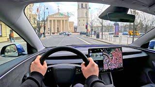 2024 Tesla Model 3 Highland | POV Test Drive | Tesla in city traffic