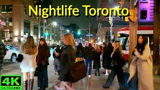 【4K】TORONTO LATE NIGHT WALK | NIGHTLIFE IN DECEMBER