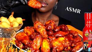 ASMR 2X NUCLEAR SPICY CHICKEN WINGS MUKBANG (NO Talking) |Oven baked |Eating Sounds| Vikky ASMR