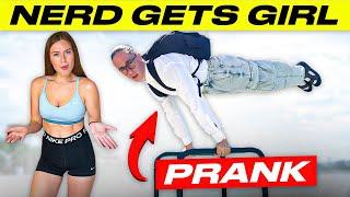 NERD shocks GIRLS in a GYM prank  | Pretended to be a Nerd