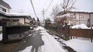 Evening walking to Yokote castle in snow, Akita, Japan, 2025 • 4K