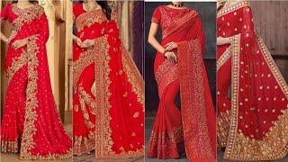 25 Beautiful ️Red Color Embroidery Sarees||Hamuz Trendz || #saree #embroidery #design