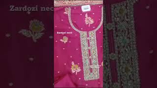 Rani Pink Silk Elegance: Zardozi Neck with Organza Dupatta  #Shorts #fashion #suit