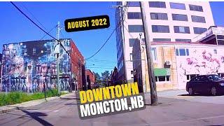 Downtown Moncton NB, relaxing summer drive on a sunny day between Main St and Assumption Blvd