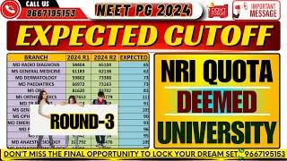 "NEET PG 2024 NRI Deemed University Cutoff Analysis | R1, R2 & Expected R3 Trends"