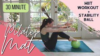 Cardio HIIT Mat Pilates Circuit Workout + Mini Ball | ABS + LEGS | 30 Min