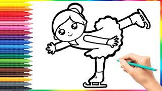 How to draw a figure skater for children/Как нарисовать фигуристку для детей