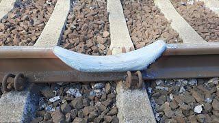 Grinded rails after wheel slip in Opalenica 2022.10.04