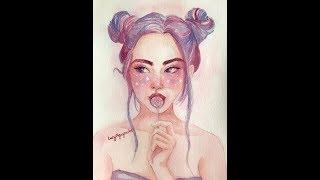 [Watercolor Tutorial] Vẽ tranh chân dung bằng màu nước Holbein - Watercolor Portrait