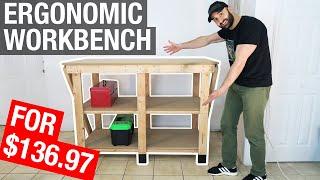 How to make a CHEAP STANDING WORKBENCH with 2 by 4s with VERY FEW TOOLS