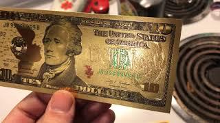 REAL 24K GOLD U.S. BANK NOTES; $1, $2, $5, $10, $20, $50 and $100 BILLS!