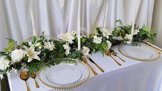 DIY Green and White Table Runnder /Wedding Decoration / 2024008