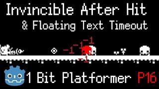 Player Hit Invincibility & Timed Damage Text ~ 1 Bit Platformer [Part 16] { Godot Tutorial }