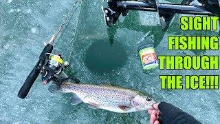 CRAZIEST Ice Fishing Day of my Life!!! (SIGHT-FISHING Through the Ice)