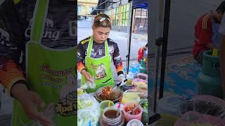 A very hard-working lady selling salad at the flea market in Thailand #streetfood #Shorts