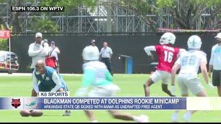 Former A-State QB James Blackman competes at Dolphins rookie minicamp