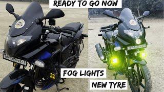 New Ride Prepration || HJG 4 led Fog Lights || MRF Zapper tyre for Pulsar 220