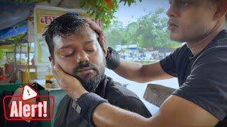 Anytime Indian Head Massage is best Way to Relax | Getting ASMR Massage at street side Barber shop